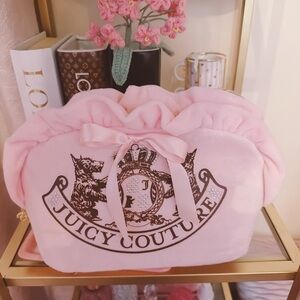 Juicy Couture Light Pink Velvet Bow Cosmetic Pouch